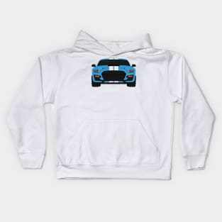 Shelby GT500 2020 Velocity-Blue + White Stripes Kids Hoodie